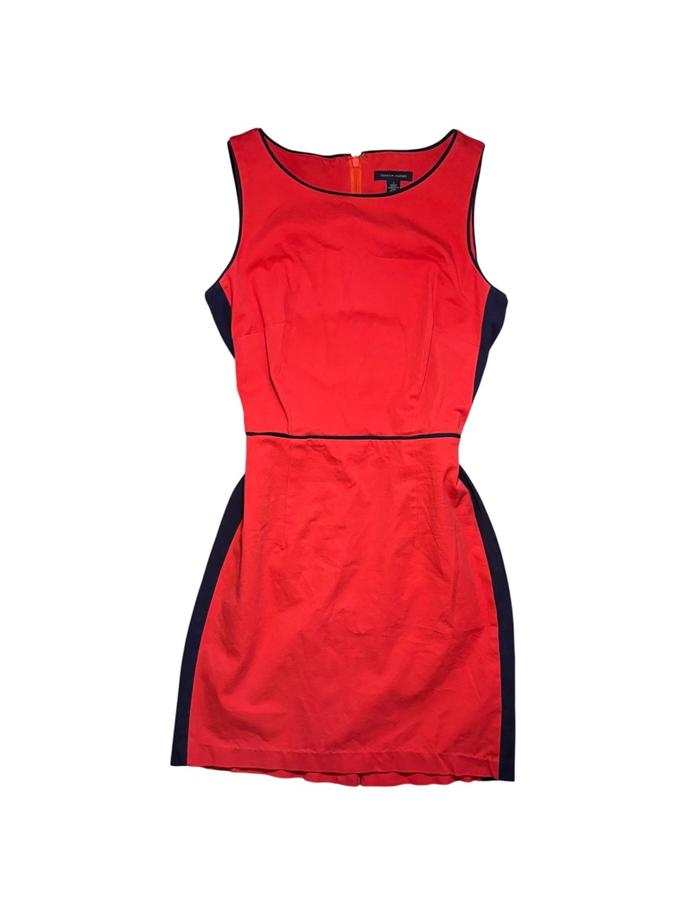 Tommy Hilfiger vintage Sleeveless Red Sheath Dress with Navy Side Panels